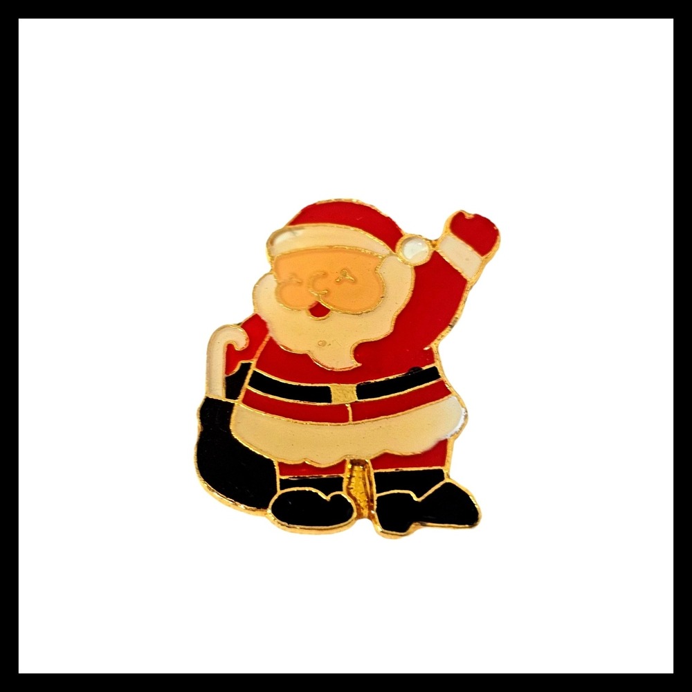 Vintage Brooch Pin Santa Claus Waving Lapel Pin Enamel‎ Brooch